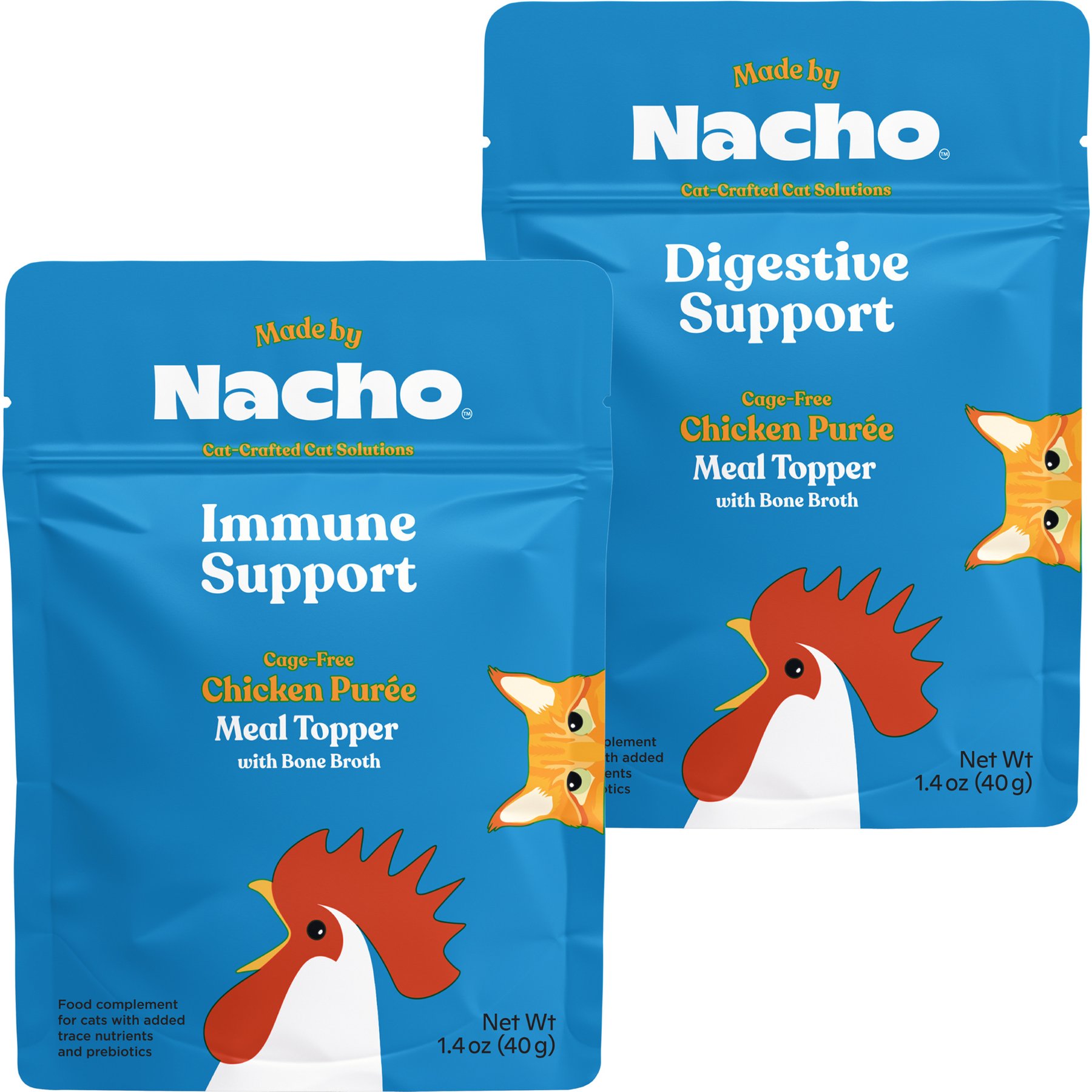 Made by Nacho Digestive Support Chicken Puree with Bone Broth + Immune Support Chicken Puree with Bone Broth Wet Cat Food Topper