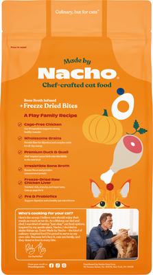 Show full view: Made by Nacho Cage Free Chicken, Duck & Quail Recipe with Freeze-Dried Chicken Liver Dry Cat Food + Cage Free Chicken Recipe Cuts In Gravy with Bone Broth Wet Food slide 3 of 9