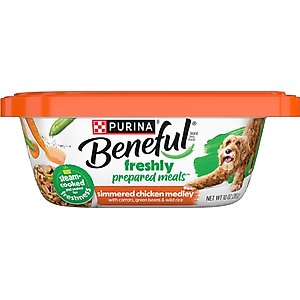 Purina Beneful Freshly Prepared Meals Simmered Chicken Medley with Carrots, Green Beans & Wild Rice Wet Dog Food, 10-oz, case of 8