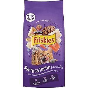 Friskies Surfin' & Turfin' Favorites Muscle & Immune Support Crunchy Dry Cat Food, 3.15-lb bag