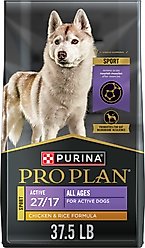 Purina Pro Plan Sport Active All Life Stages High-Protein 27/17 Chicken & Rice Formula Dry Dog Food, 37.5-lb bag