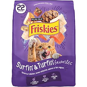 Friskies Surfin' & Turfin' Favorites Muscle & Immune Support Crunchy Dry Cat Food, 22-lb bag