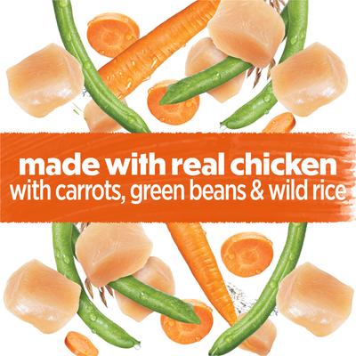 Show full view: Purina Beneful Freshly Prepared Meals Simmered Chicken Medley with Carrots, Green Beans & Wild Rice Wet Dog Food, 10-oz, case of 8 slide 6 of 12