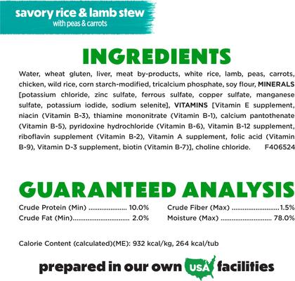 Show full view: Purina Beneful Freshly Prepared Meals Savory Rice & Lamb Stew with Peas & Carrots Wet Dog Food, 10-oz, case of 8 slide 7 of 12