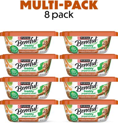Show full view: Purina Beneful Freshly Prepared Meals Roasted Chicken Recipe with Brown Rice, Carrots & Spinach Wet Dog Food, 10-oz, case of 8 slide 3 of 12
