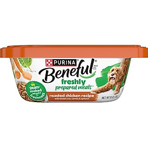 Purina Beneful Freshly Prepared Meals Roasted Chicken Recipe with Brown Rice, Carrots & Spinach Wet Dog Food, 10-oz, case of 8