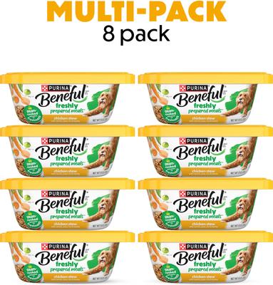 Show full view: Purina Beneful Freshly Prepared Meals Chicken Stew with Rice, Carrots, Peas & Barley Wet Dog Food, 10-oz, case of 8 slide 3 of 12