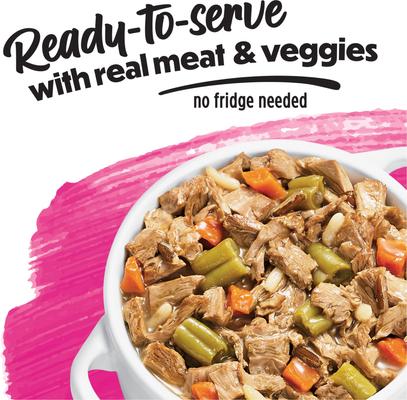 Show full view: Purina Beneful Freshly Prepared Meals Beef & Chicken Medley with Green Beans, Carrots & Wild Rice Wet Dog Food, 10-oz, case of 8 slide 4 of 12