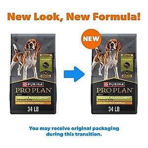 Purina Pro Plan Adult Weight Management Shredded Blend Chicken & Rice Formula Dry Dog Food, 34-lb bag