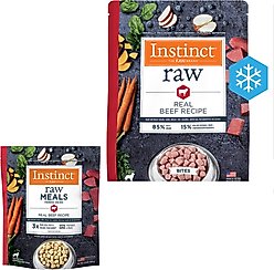 Instinct Frozen Raw Bites Real Beef Recipe Food + Freeze-Dried Raw Meals Real Beef Recipe Dog Food