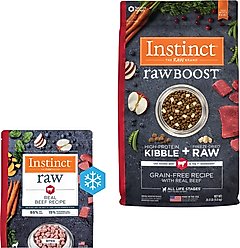 Instinct Raw Boost Recipe with Real Beef & Freeze-Dried Raw Pieces Dry Food + Frozen Raw Bites Real Beef Recipe Dog Food