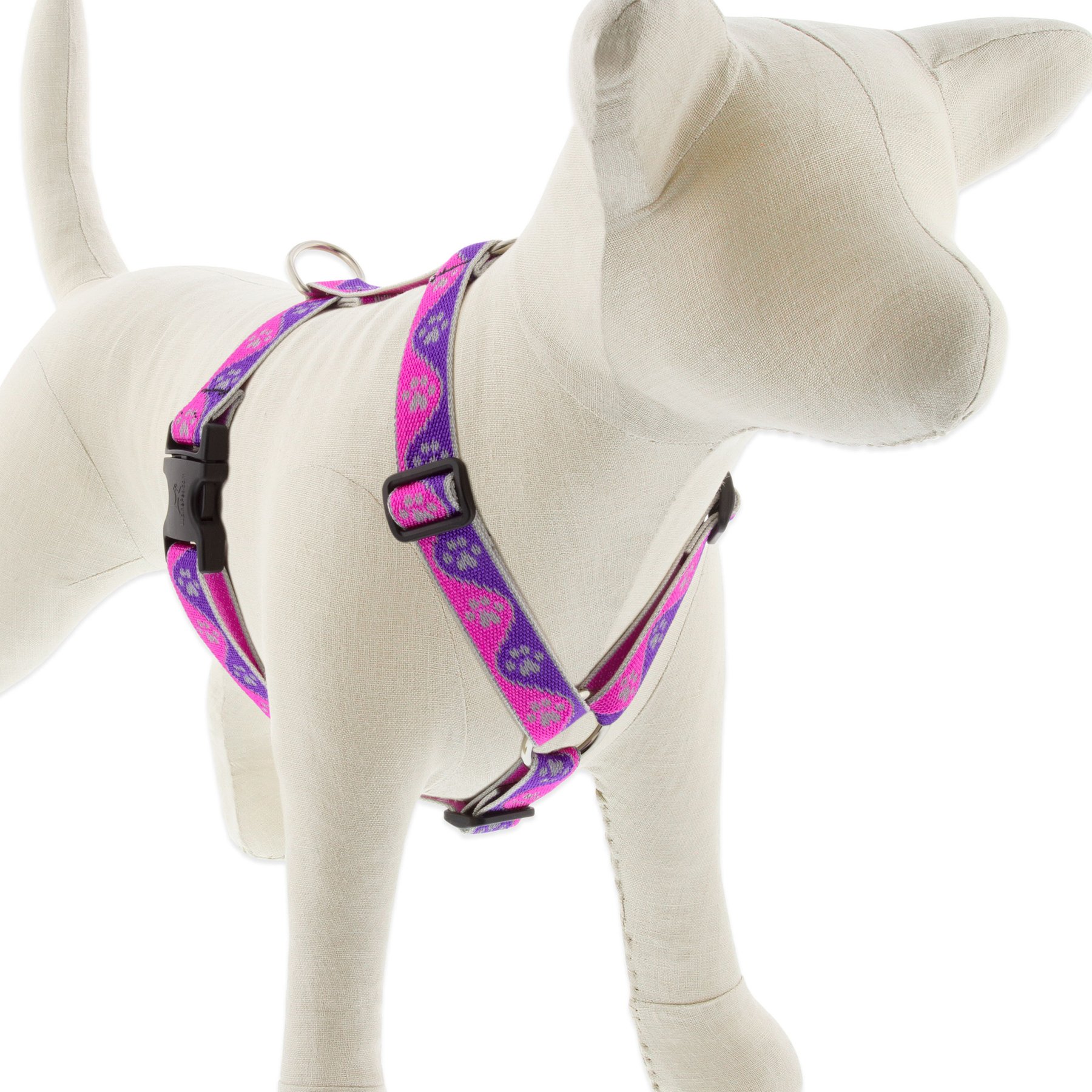 LupinePet Reflective Paws Adjustable Dog Harness, Pink, Medium: 20 to 32-in chest