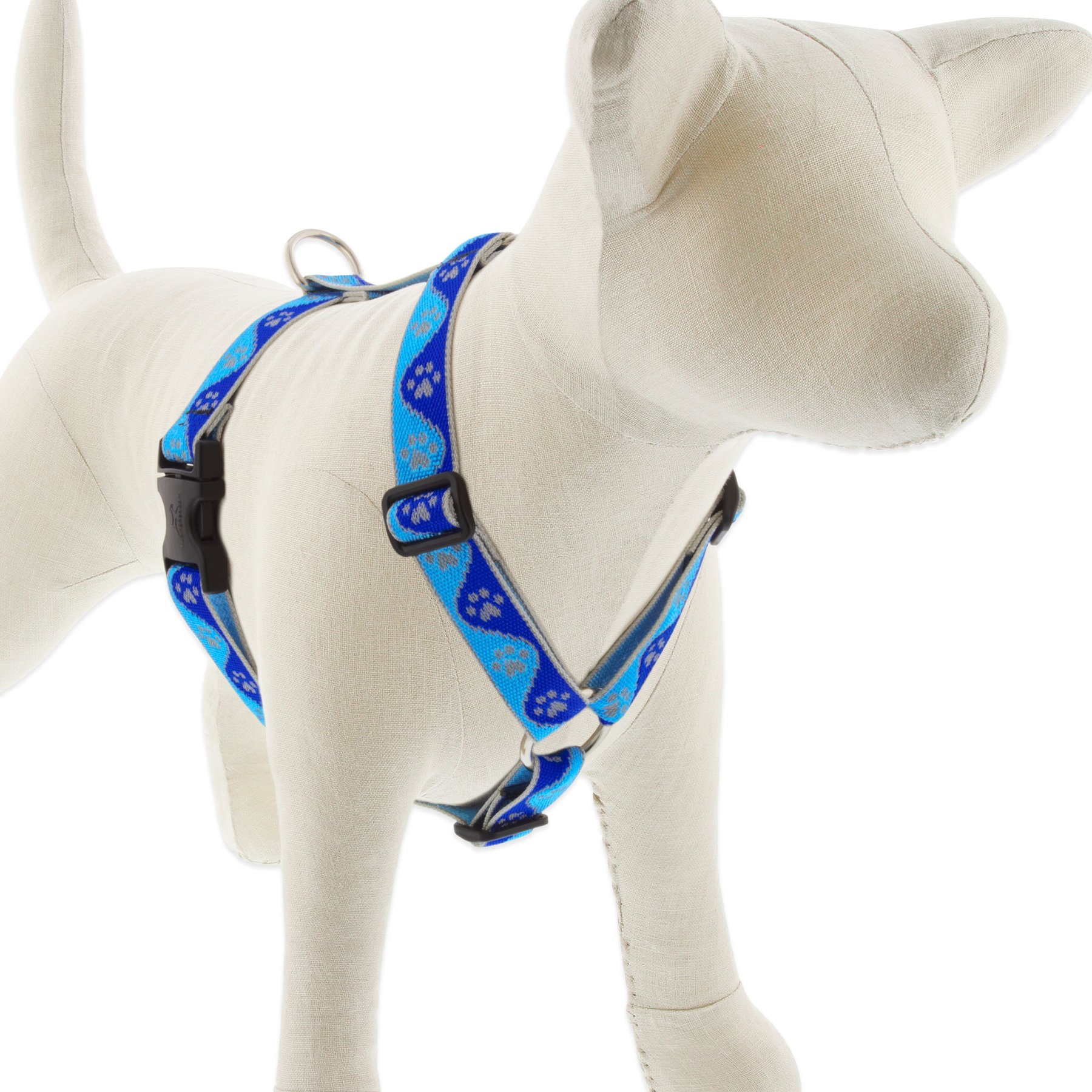 LupinePet Reflective Paws Adjustable Dog Harness, Blue, Large: 24 to 38-in chest