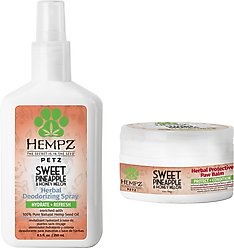 Hempz Petz Sweet Pineapple Honey Melon Deodorizing Cologne Dog Spray, 8.5-fl oz bottle + Sweet Pineapple Honey Melon Protective Paw Balm, 2-oz jar