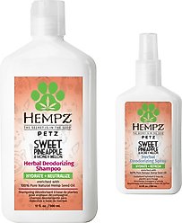 Hempz Petz Sweet Pineapple Honey Melon Deodorizing Cologne Dog Spray, 8.5-fl oz bottle + Deodorizing Shampoo, Sweet Pineapple Honey Melon Scent, 17-fl oz bottle