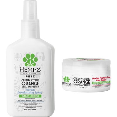 Hempz Petz Hempz Petz Creamy Citrus Orange Red Raspberry Deodorizing Cologne Dog Spray, 8.5-fl oz bottle + Creamy Citrus Orange Red Raspberry Paw Balm, 2-oz jar