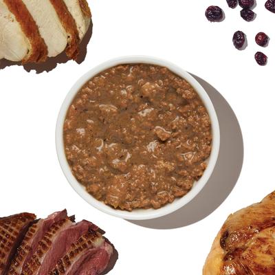 Show full view: The Honest Kitchen Human Grade Grain-Free Minced Turkey, Chicken & Duck in Bone Broth Gravy Wet Cat Food, 2.8-oz, case of 12 slide 8 of 10