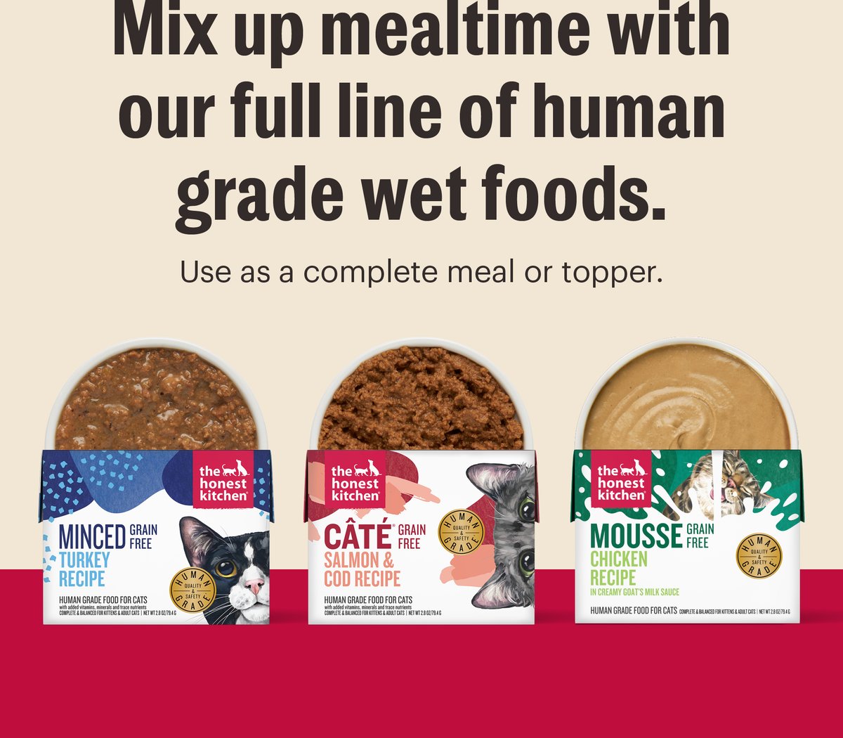 The Honest Kitchen Chicken, Salmon & Turkey Variety Pack Grain-Free Minced in Gravy Wet Cat Food