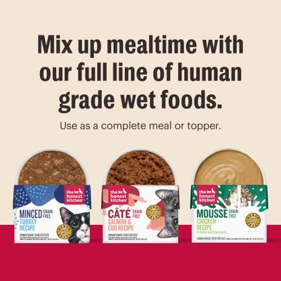 Show full view: The Honest Kitchen Human Grade Grain-Free Minced Chicken in Bone Broth Gravy Wet Cat Food, 2.8-oz, case of 12 slide 7 of 10