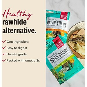 The Honest Kitchen Beams Ocean Chews Cod Fish Skins Dehydrated Dog Treats, Large, 5.5-oz bag