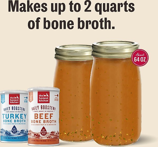 Show full view: The Honest Kitchen Daily Boosters Turkey Bone Broth with Turmeric for Dogs, 3.6-oz jar slide 8 of 12