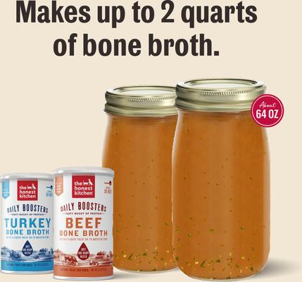 Show full view: The Honest Kitchen Human Grade Daily Boosters Beef Bone Broth with Turmeric for Dogs, 3.6-oz jar slide 8 of 12