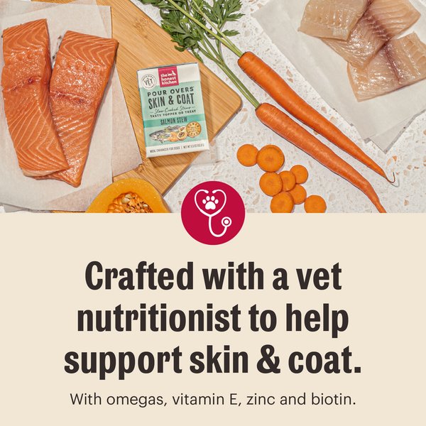 The Honest Kitchen Functional POUROVERS Skin & Coat Salmon Stew Dog Food Topper, 5.5-oz can, case of 12