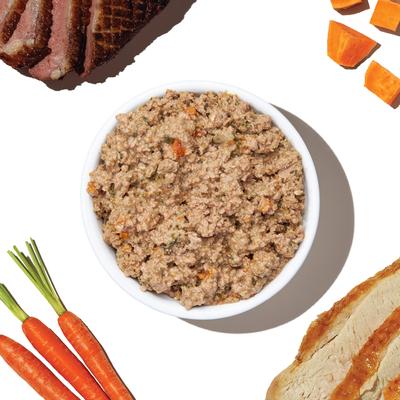 Show full view: The Honest Kitchen Human Grade Butcher Block Pate Turkey, Duck & Root Veggies Wet Dog Food, 10.5-oz bag, case of 6 slide 4 of 9