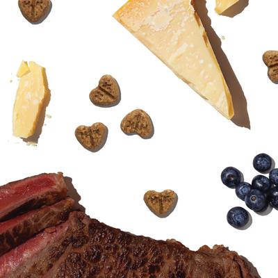 Show full view: The Honest Kitchen Human Grade Parmesan Pecks Beef, Parmesan & Blueberry Recipe Dog Treats, 8-oz bag slide 5 of 12