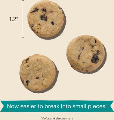 Show full view: The Honest Kitchen Human Grade Goat's Milk N' Cookies Slow Baked with Blueberries & Vanilla Dog Treats, 8-oz bag slide 9 of 12