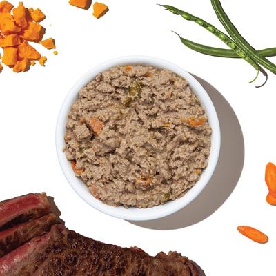 Show full view: The Honest Kitchen Human Grade Butcher Block Pate Beef, Cheddar & Farm Veggies Pate Wet Dog Food, 10.5-oz, case of 6 slide 3 of 9