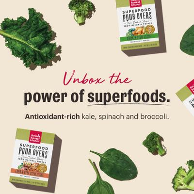 Show full view: The Honest Kitchen Human Grade Superfood POUR OVERS Lamb & Beef Stew with Veggies Wet Dog Food Topper, 5.5-oz, case of 12 slide 8 of 12