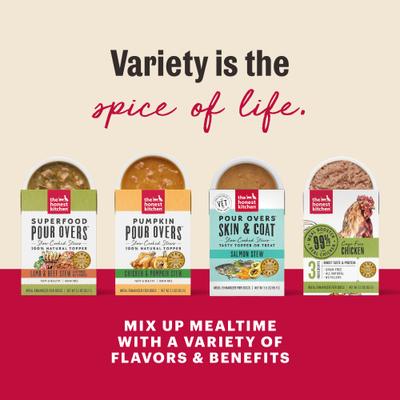 Show full view: The Honest Kitchen Human Grade Bone Broth POUR OVERS Turkey & Salmon Stew Wet Dog Food Topper, 5.5-oz, case of 12 slide 7 of 12