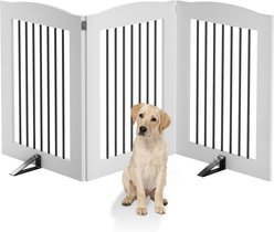 LovMor Freestanding Indoor Dog Gate, White, 3 Panel: 60 x 32-in