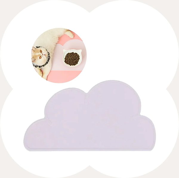 Show full view: Happy & Polly Cloud Shaped Cat & Dog Food Mat, Grey slide 9 of 9