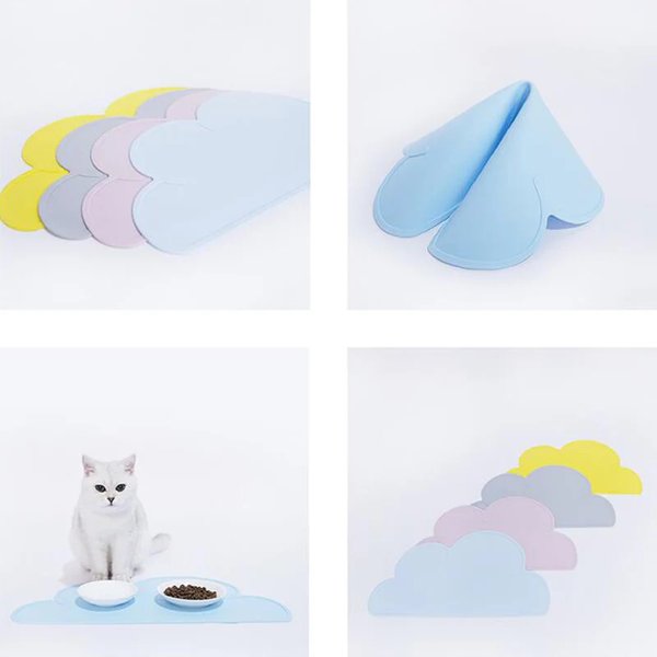 Show full view: Happy & Polly Cloud Shaped Cat & Dog Food Mat, Grey slide 4 of 9