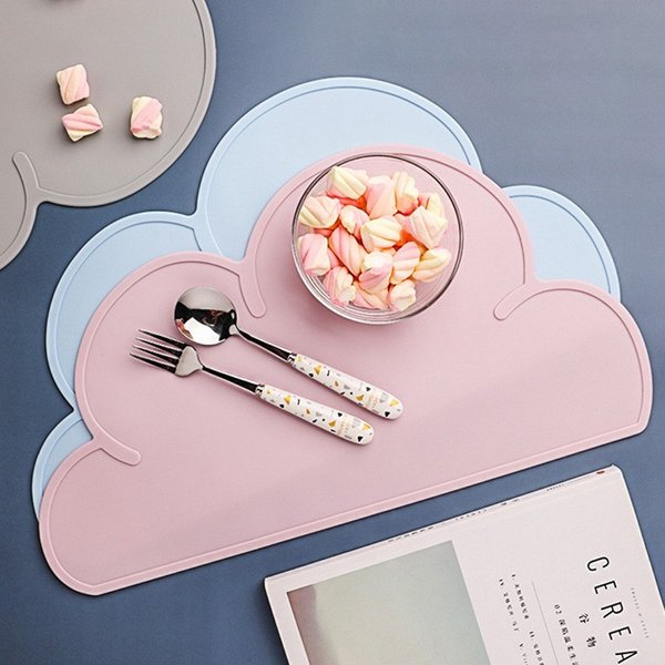 Show full view: Happy & Polly Cloud Shaped Cat & Dog Food Mat, Grey slide 2 of 9
