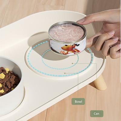 Show full view: Happy & Polly Bone China Elevated Double Cat Bowl Set, Beige slide 6 of 9