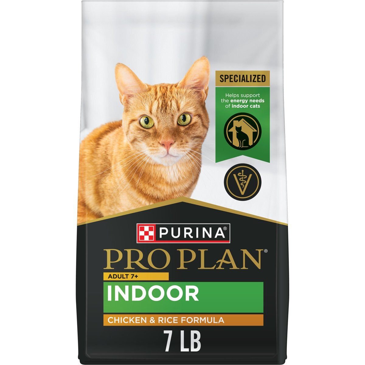 Purina Pro Plan Adult 7 Plus Indoor Chicken & Rice Formula High Protein Dry Cat Food, 7-lb bag