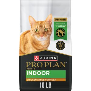 Purina Pro Plan Adult Indoor Chicken & Rice Formula High Protein Dry Cat Food, 16-lb bag