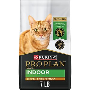 Purina Pro Plan Adult Indoor Chicken & Rice Formula High Protein Dry Cat Food, 7-lb bag