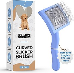 We Love Doodles Curved Grooming Slicker Dog Brush, Small