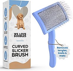 We Love Doodles Curved Grooming Slicker Dog Brush, Medium