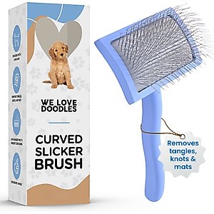 We Love Doodles Curved Grooming Slicker Dog Brush, Medium