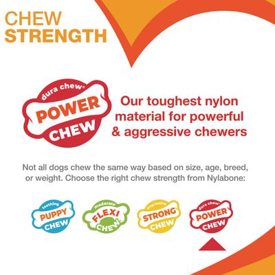 Show full view: Nylabone Power Chew Textured Bone 70th Birthday Dog Toy, Orange Swirl Chicken, X-Small slide 5 of 11