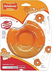 Nylabone Power Chew Donut 70th Birthday Dog Toy, Orange Pumpkin & Peanut Butter, Large