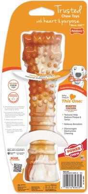 Show full view: Nylabone Power Chew Textured Bone 70th Birthday Dog Toy, Orange Swirl Chicken, X-Large slide 9 of 10