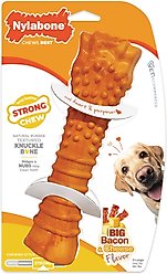 Nylabone Strong Chew Textured Knuckle Bone 70th Birthday Dog Toy, Orange Swirl Bacon & Cheese, X-Large