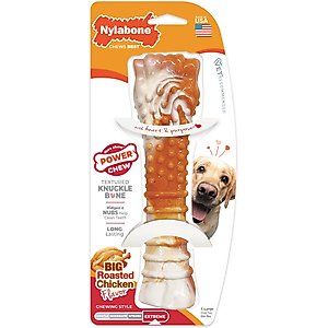 Nylabone Power Chew Textured Bone 70th Birthday Dog Toy, Orange Swirl Chicken, X-Large
