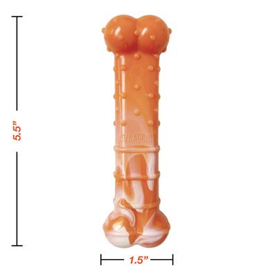 Show full view: Nylabone Power Chew Textured Bone 70th Birthday Doy Toy, Orange Swirl Chicken, Medium slide 5 of 9